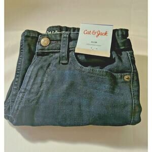 Cat & Jack Slim Girls Super Stretch Deep Dark Blue Jeans Sz 8 Adjustable Waist